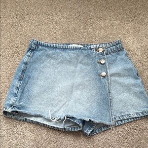 Zara Blue Jean Shorts with Distressed Edges